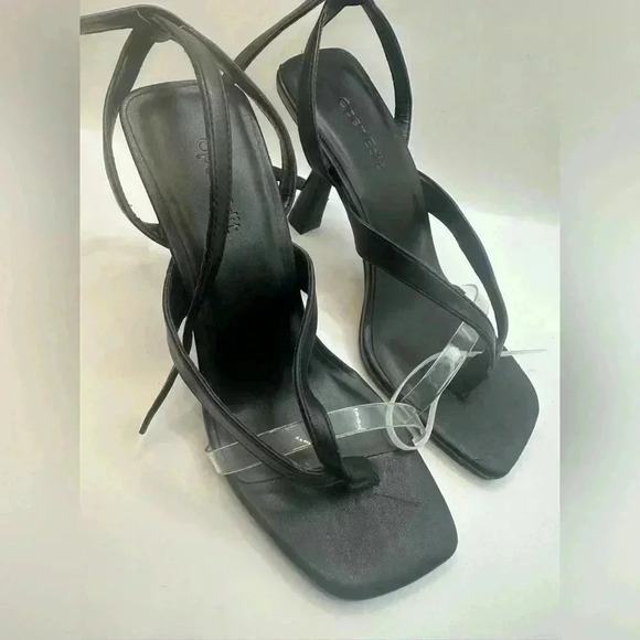 Open Edit Addison Ankle Strap Summer Sandal size 5.5 black new - Picture 3 of 5